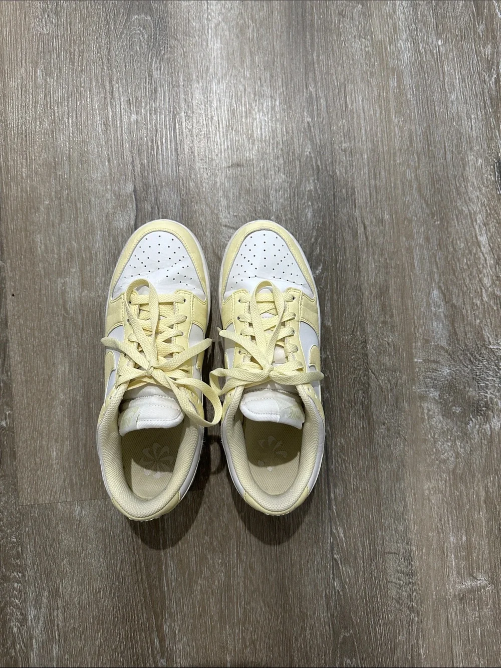 Nike Dunk Low Sneaker in Pale Yellow and White